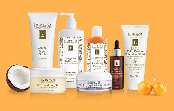A variety of Eminence Organics Summer Skin Care products